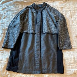 Lululemon Athletica Gray and Black Trench Coat with Cape Overlay